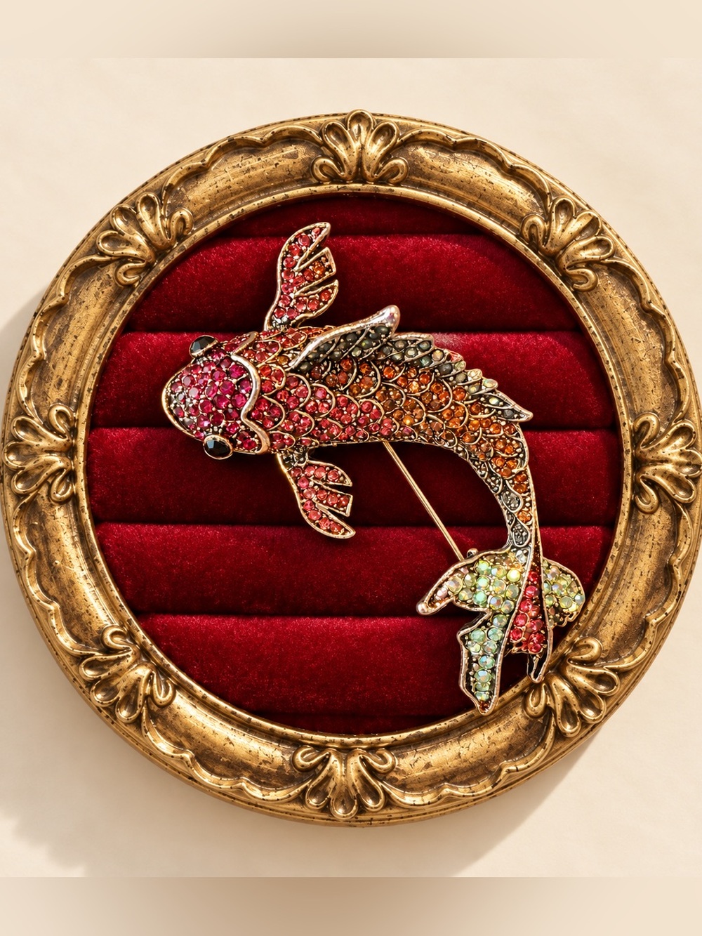 Pinkish Fish Crystal Brooch